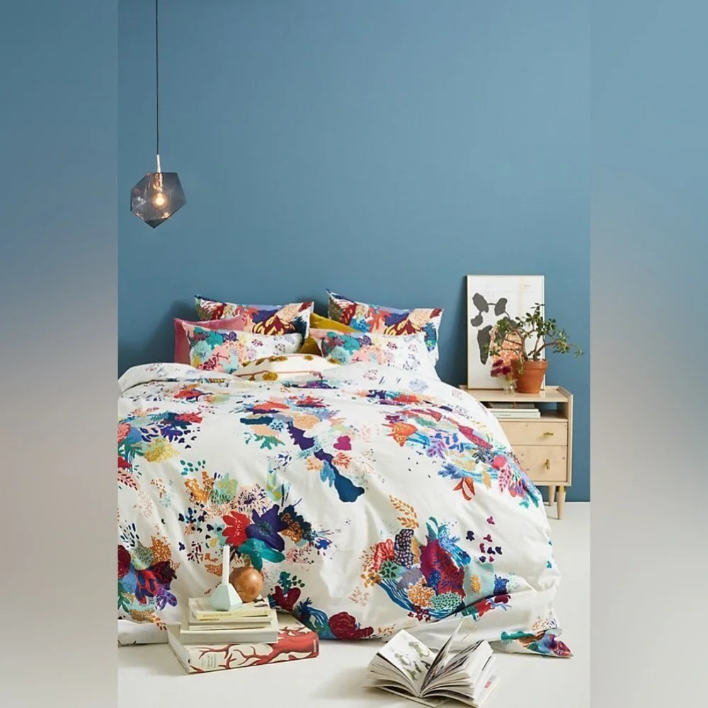 Anthropologie Delrey Collection floral print Euro shams SET OF TWO